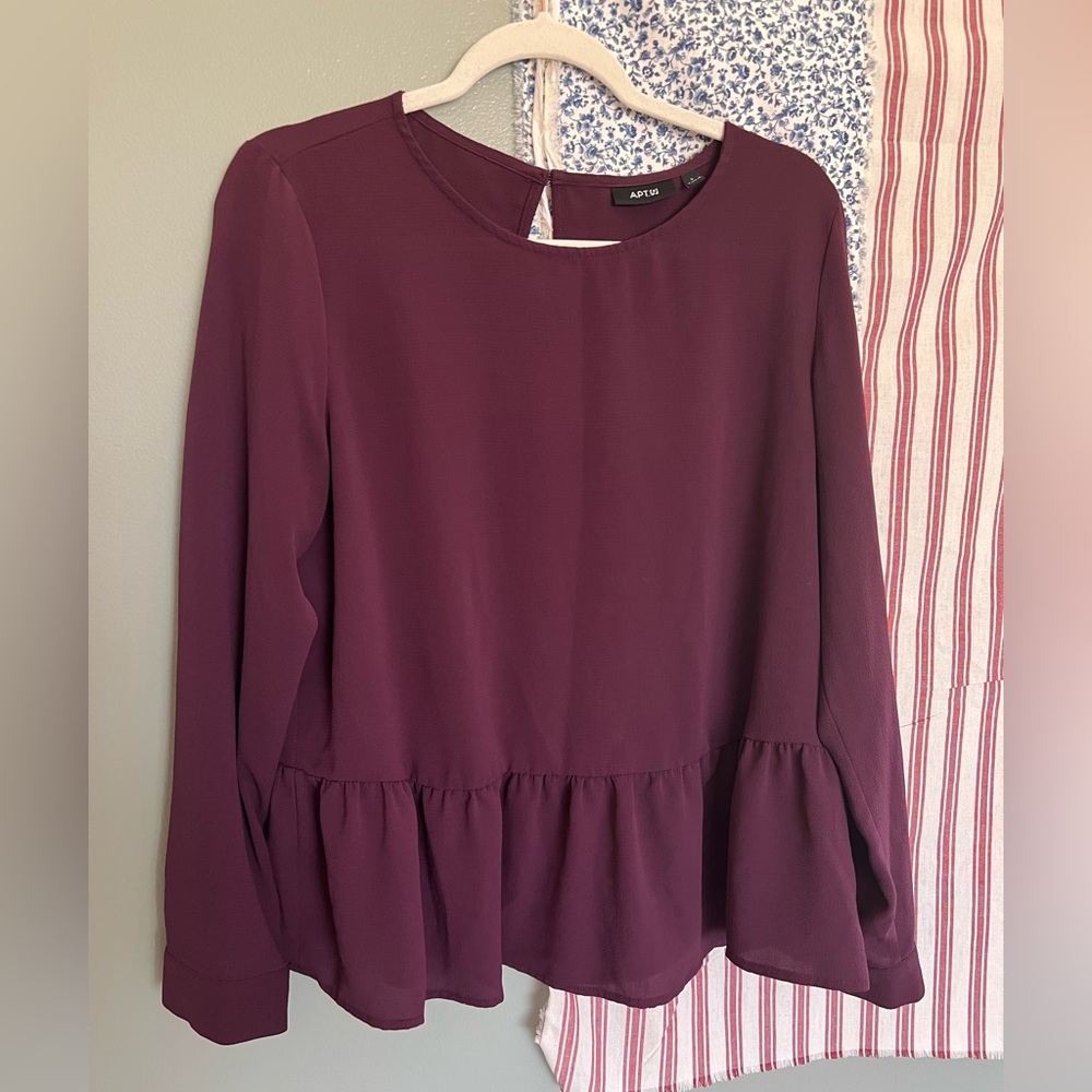 Apt9 Purple Peplum Blouse